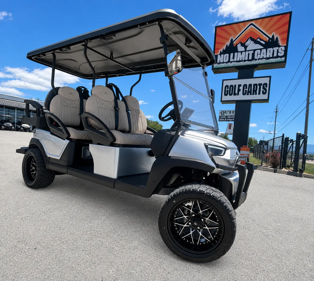 Atlas Six Passenger Golf Cart Silver For Sale